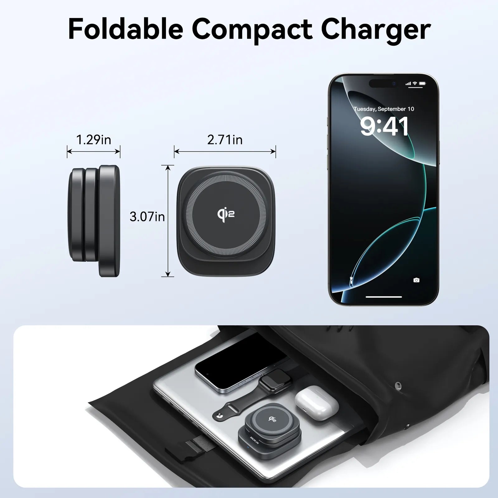 MOKiN Foldable 3-in-1 Qi2 Magnetic Wireless Charger for iPhone
