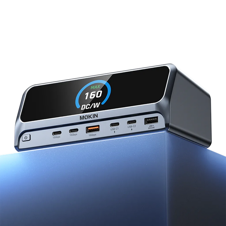 MOKiN 13-IN-1 160W USB-C Laptop Charging Station with 2.26-inch LCD Smart Display