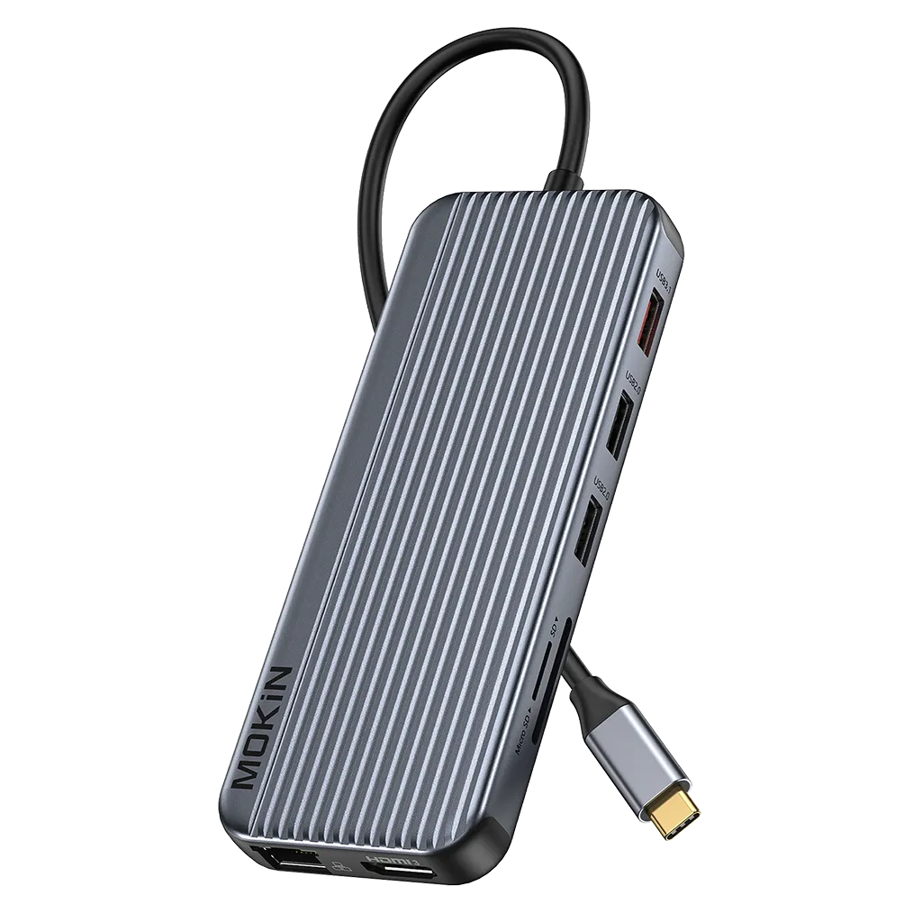 MOKiN 12-in-1 USB-C docking station with triple HDMI, USB ports, Ethernet and SD/TF slots