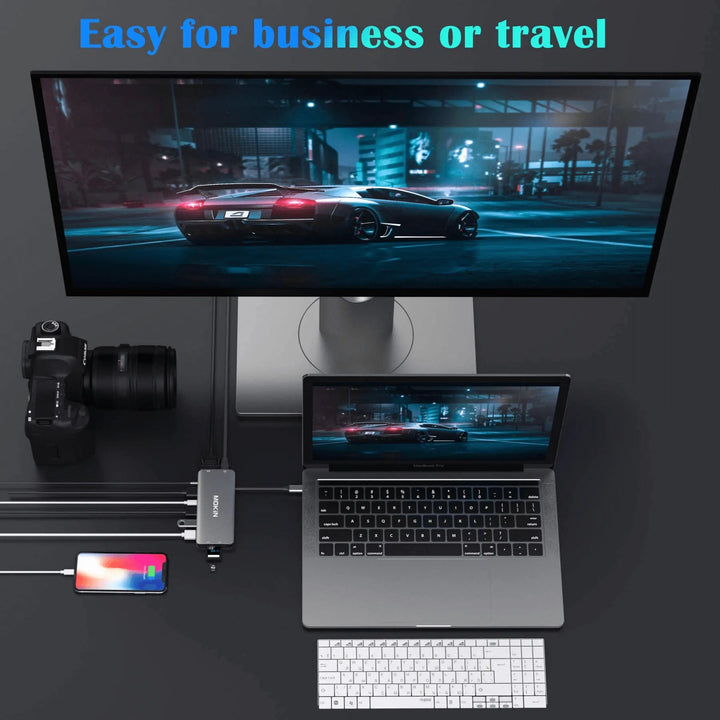MOKiN 10 Gbps USB C HUB, MacBook Adapter USB HUB met 4K @60Hz video-output, 100W PD opladen, USB C Data Transfer, Multiport Dongle voor MacBook Pro, iPad Pro en Type-C apparaten MOKiN 10 Gbps USB C HUB, MacBook Adapter USB HUB met 4K @60Hz video-output, 100W PD opladen, USB C Data Transfer, Multiport Dongle voor MacBook Pro, iPad Pro en Type-C apparaten