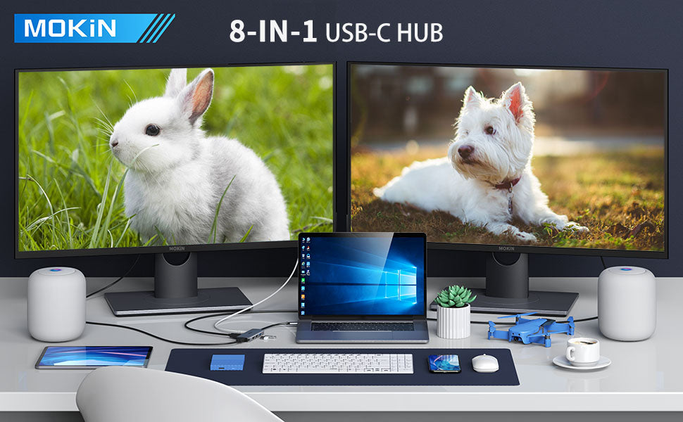 Mokin 8 IN 1 USB C to Dual HDMI Docking Station