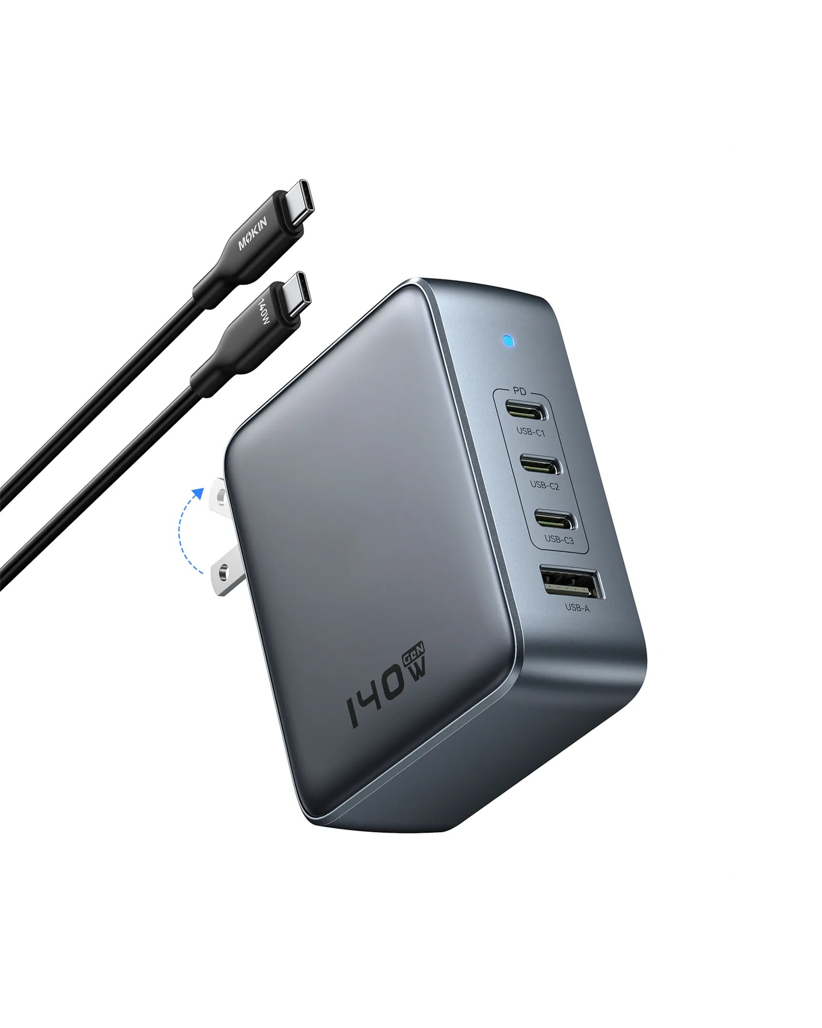 MOKiN 140W 4-Port USB-C GaN Foldable Compact Wall Charger