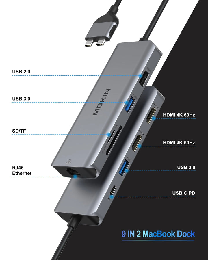 Mokin 9 IN 2 MacBook Pro Docking Station Dual Monitor