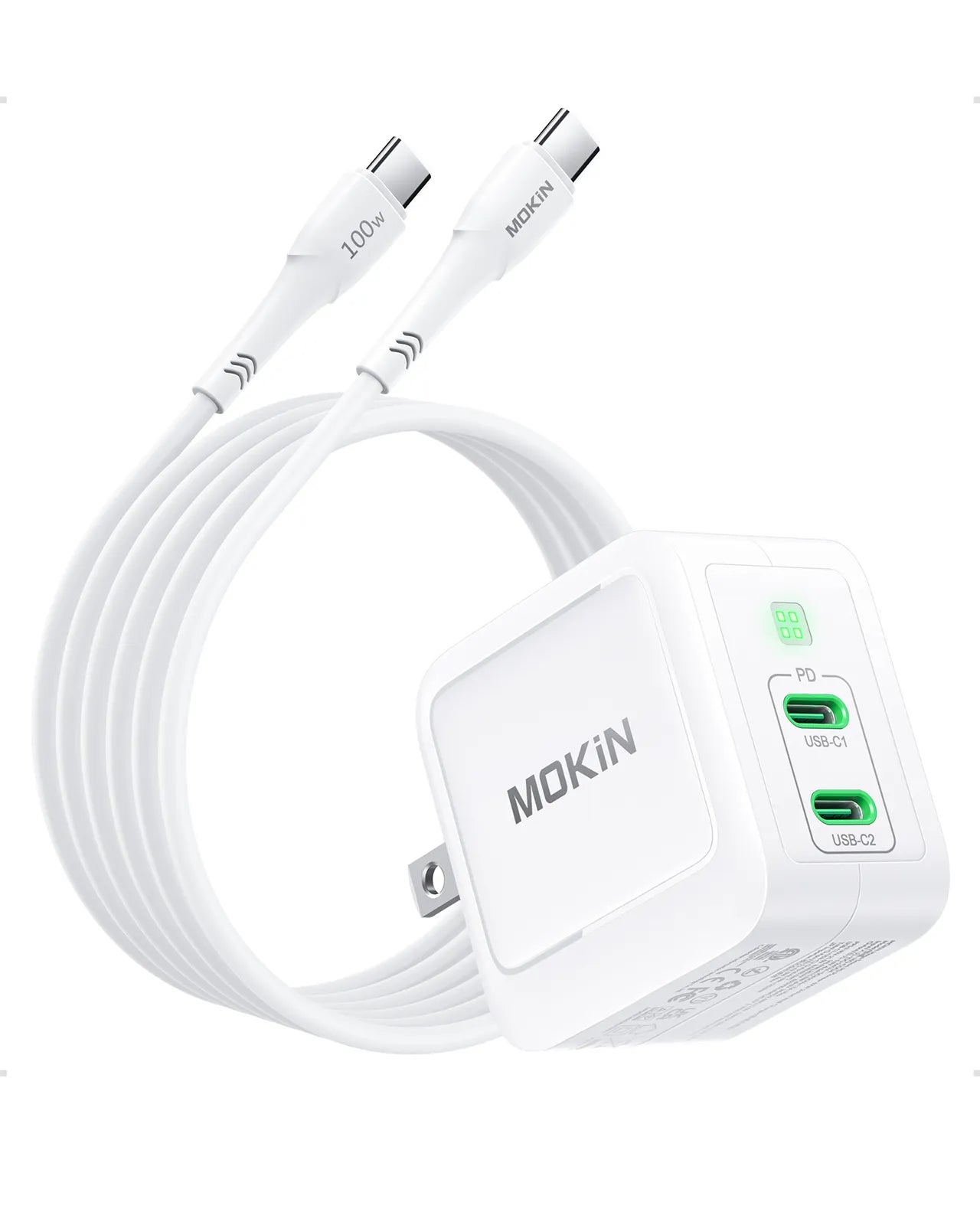   MOKIN 67W GaN USB C Charger Foldable Wall Charger - White